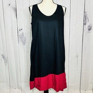 ESCAPADA Rayon Sleeveless Shift Tank Dress Women’s Sz M Keyhole Back Black Pink